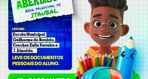 MATRÍCULAS ABERTAS EM ITAUBAL!
