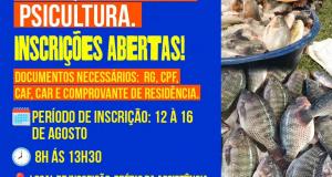 Atenção, produtores locais de Itaubal! Vem aí o 2º curso de Capacitação em Aquicultura e Psicultura.