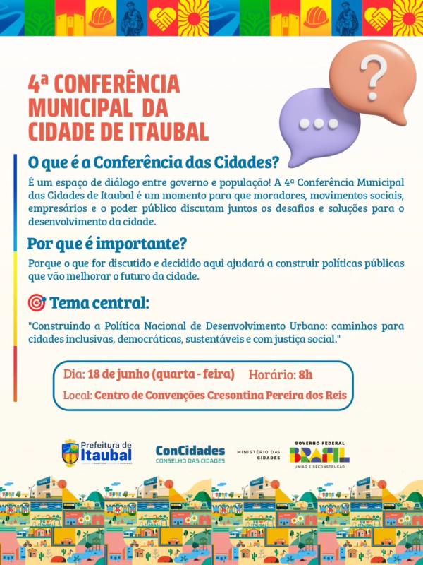  Participe da 4ª Conferência Municipal da Cidade de Itaubal! 