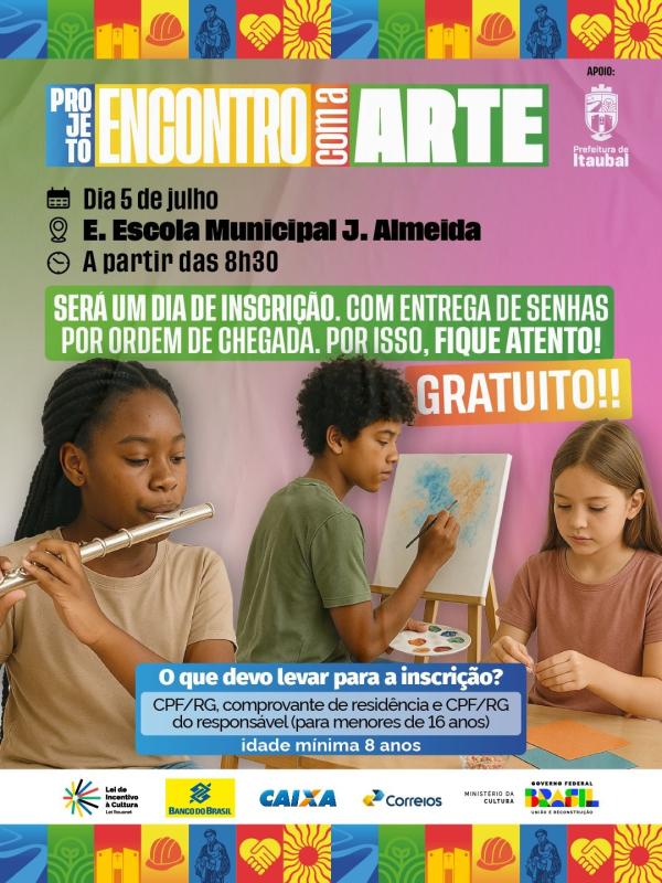 Vem aí o Projeto Encontro com a Arte em Itaubal! 