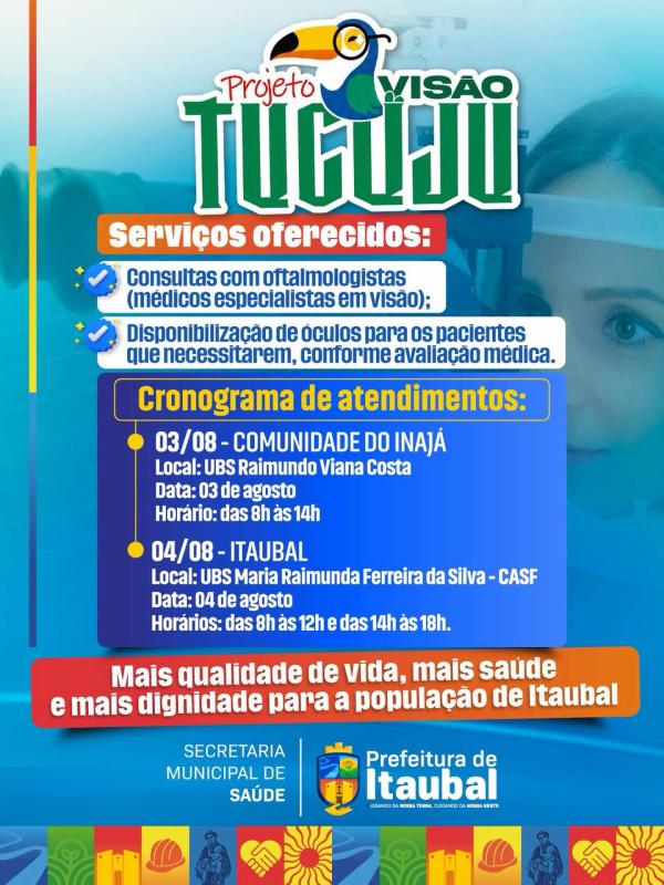O Projeto Visão Tucuju chega a Itaubal nesta semana!